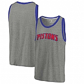 Detroit Pistons Fanatics Branded Wordmark Tri-Blend Tank Top - Heathered Gray